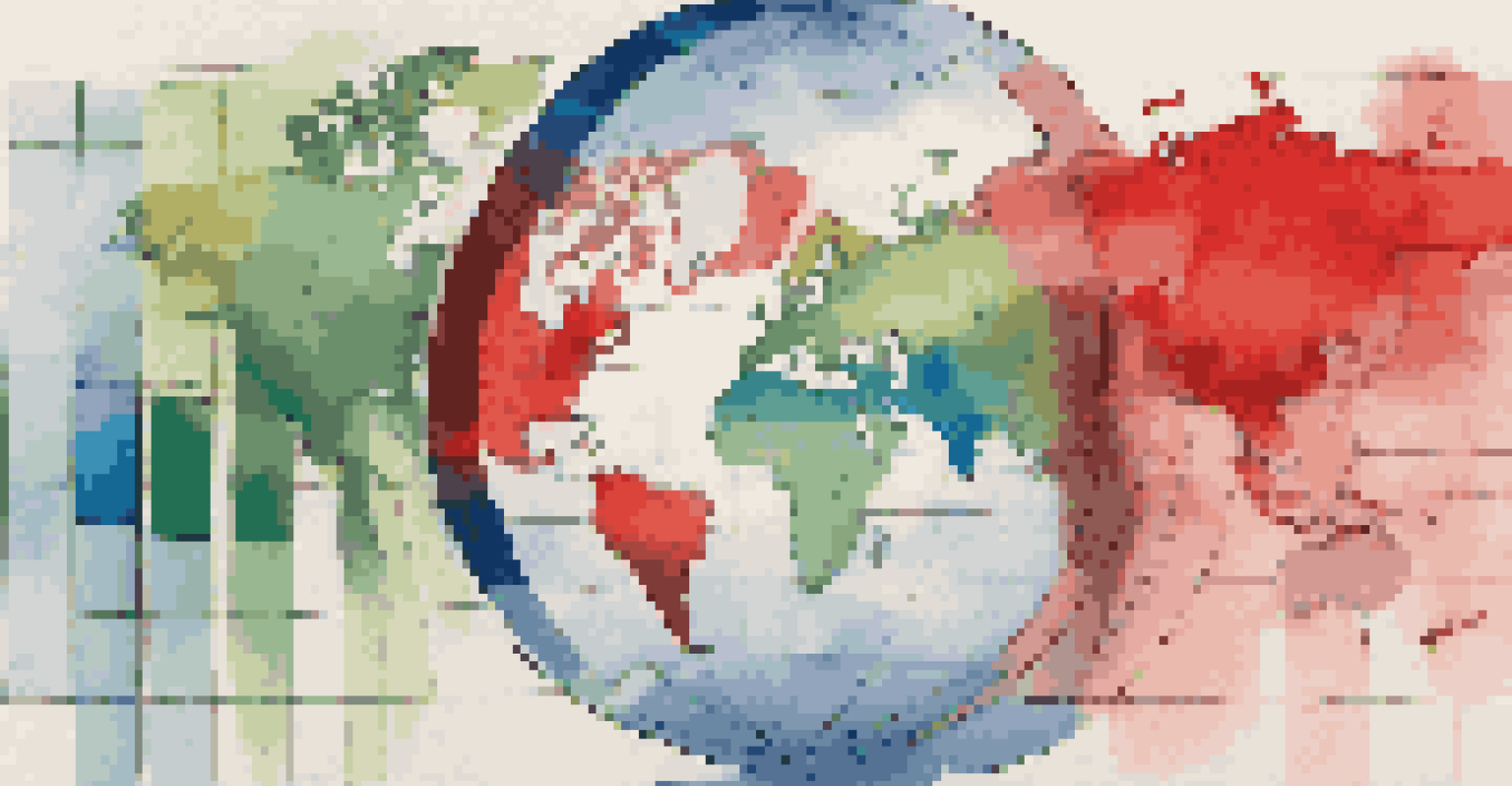 An abstract image showing fluctuating currency values with colorful graphs and a globe in the background.