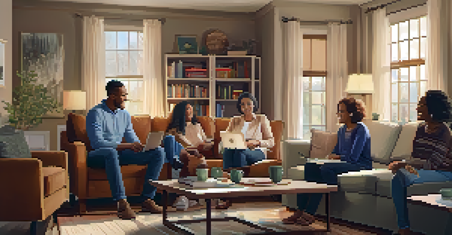 A diverse family discussing legacy planning in a cozy living room.