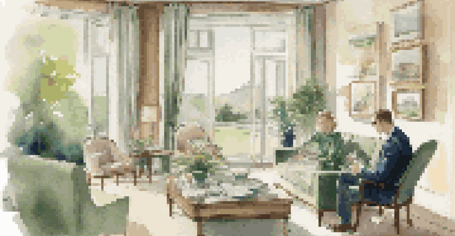 A financial advisor meeting with a couple in a stylish living room, with charts and documents on the coffee table.