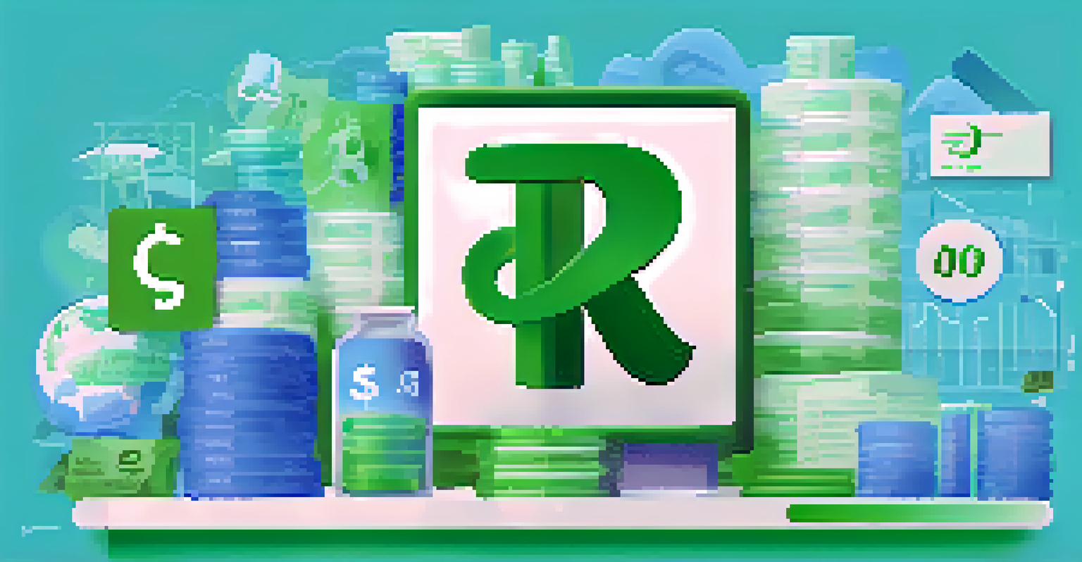 An infographic illustrating the compound interest formula with investment-related icons.