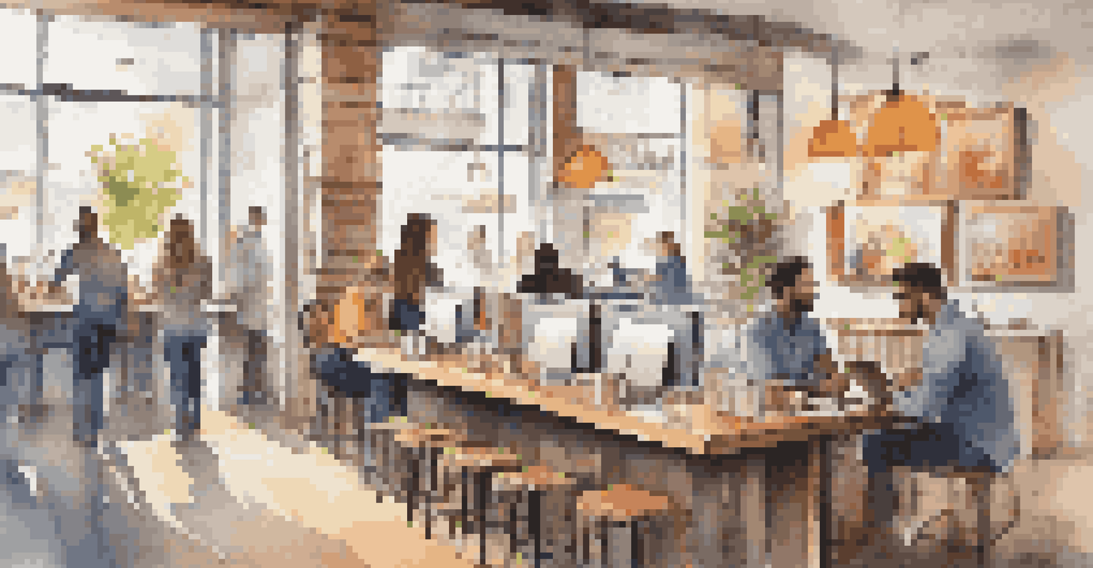 A young entrepreneur working on a laptop in a lively café, focused on financial planning.