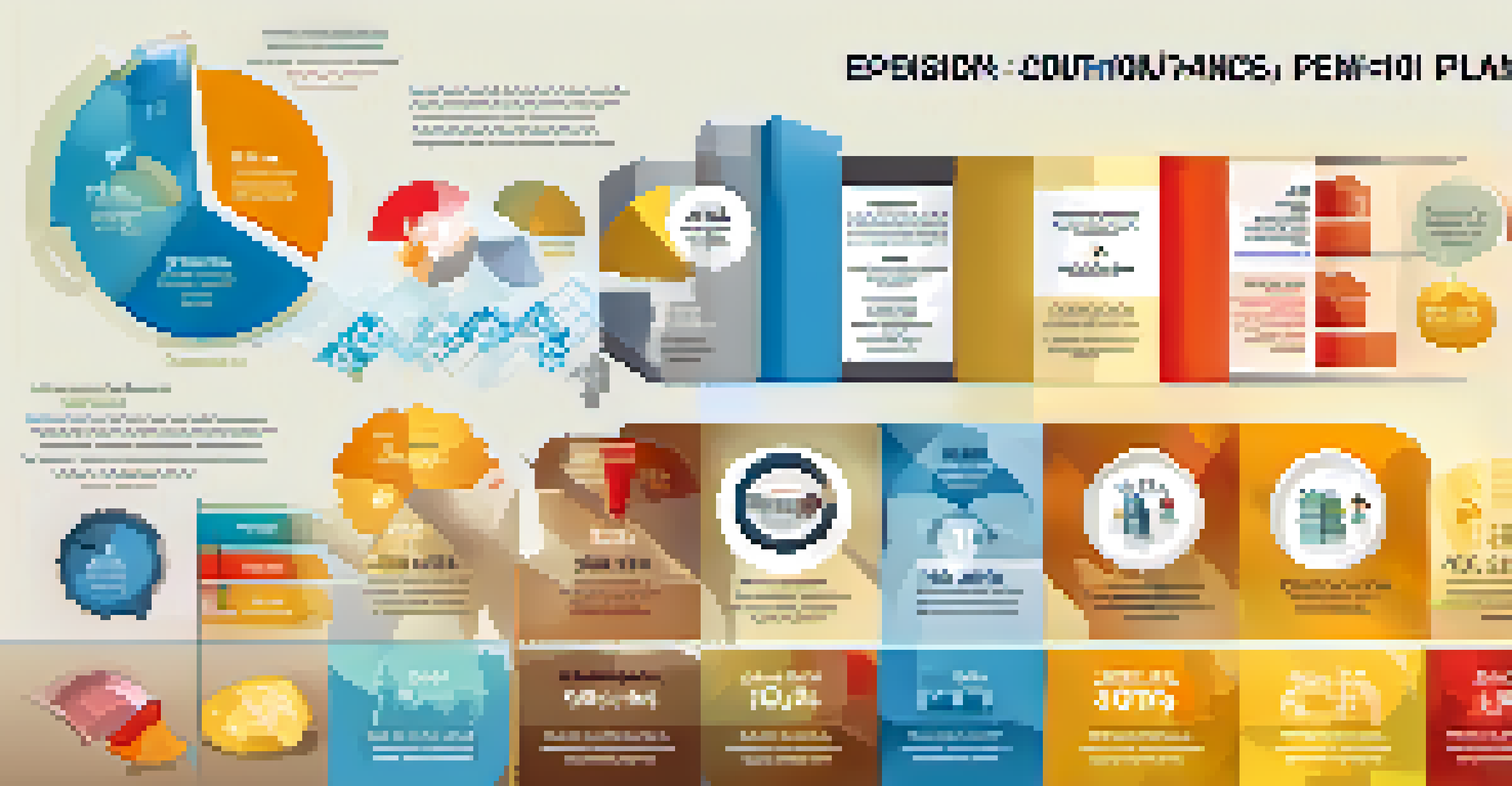 An infographic displaying various types of pension plans with colorful charts and icons.