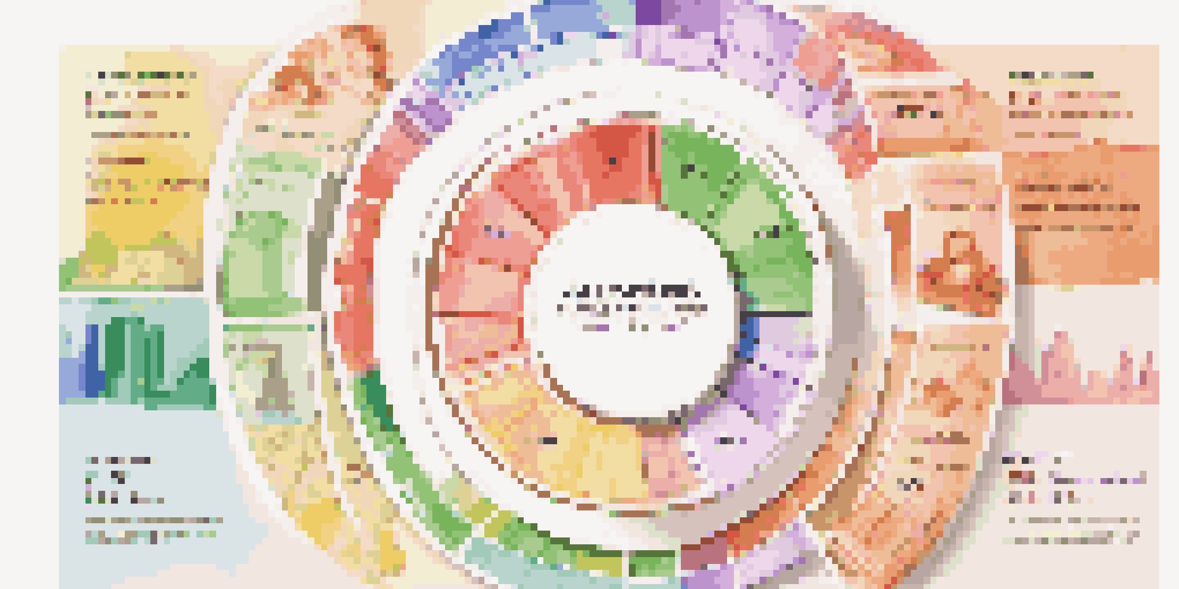 A bright pie chart showing how a child's allowance is divided into savings, spending, and sharing categories, with playful illustrations of coins and toys in the background.