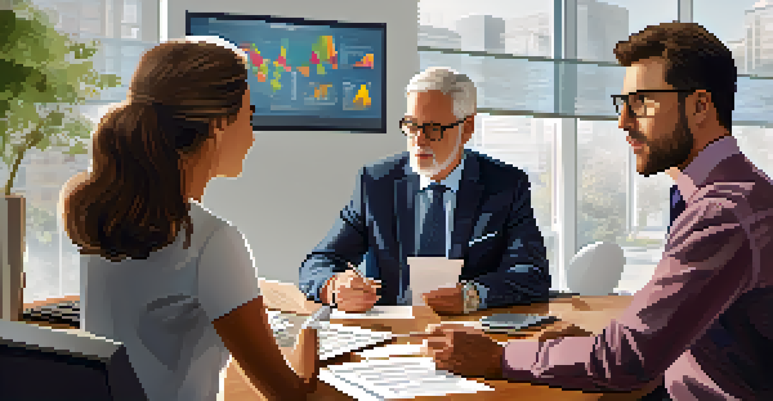 A financial advisor discussing annuity options with a couple in a professional office setting.