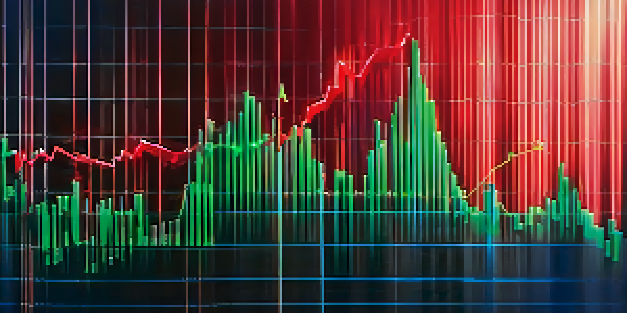 A detailed view of a stock market graph showing upward and downward trends in dividend yield, with a blue and white background.