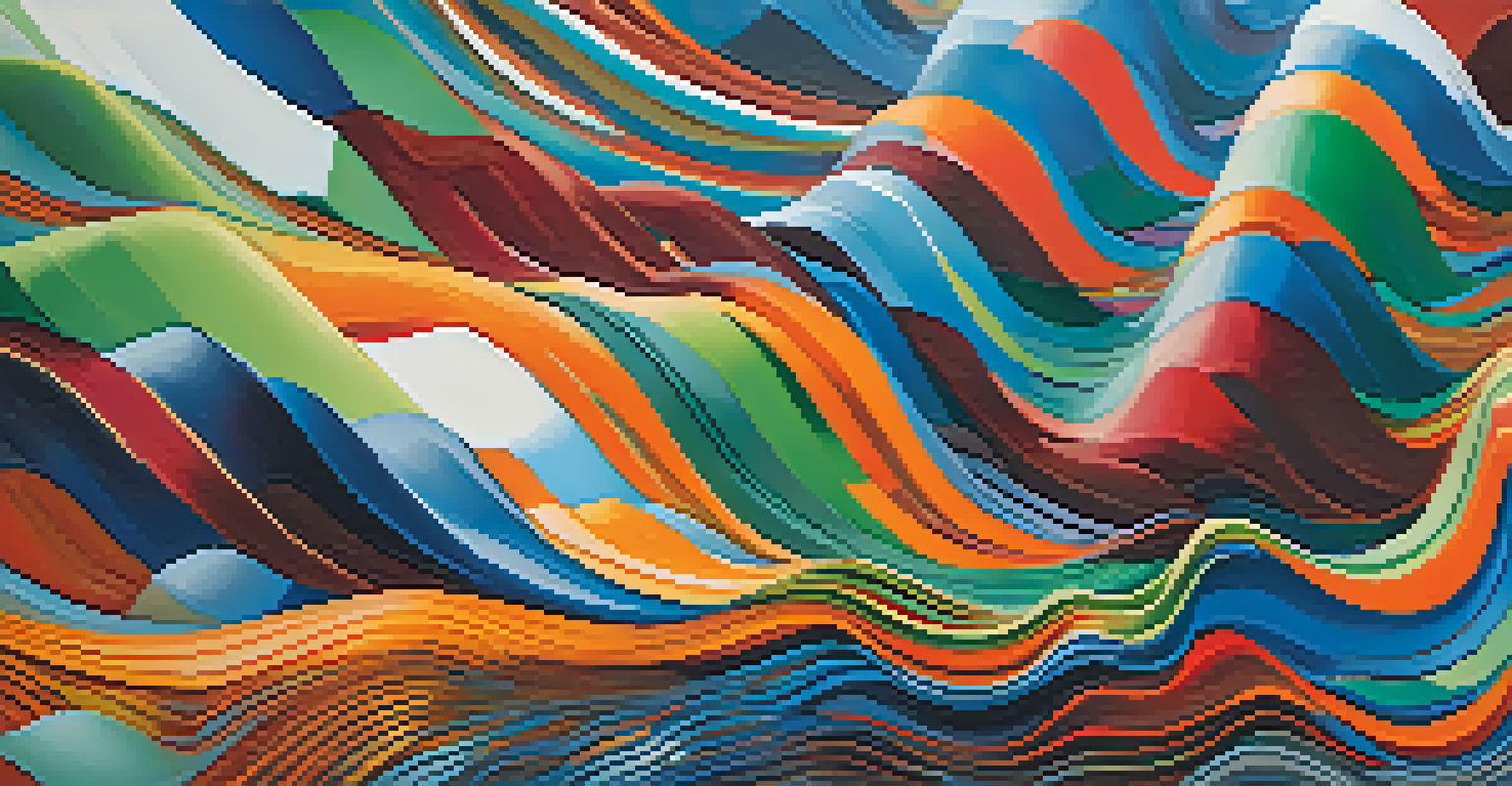 An abstract representation of market trends with colorful waves of data, symbolizing the unpredictable nature of commodity prices.