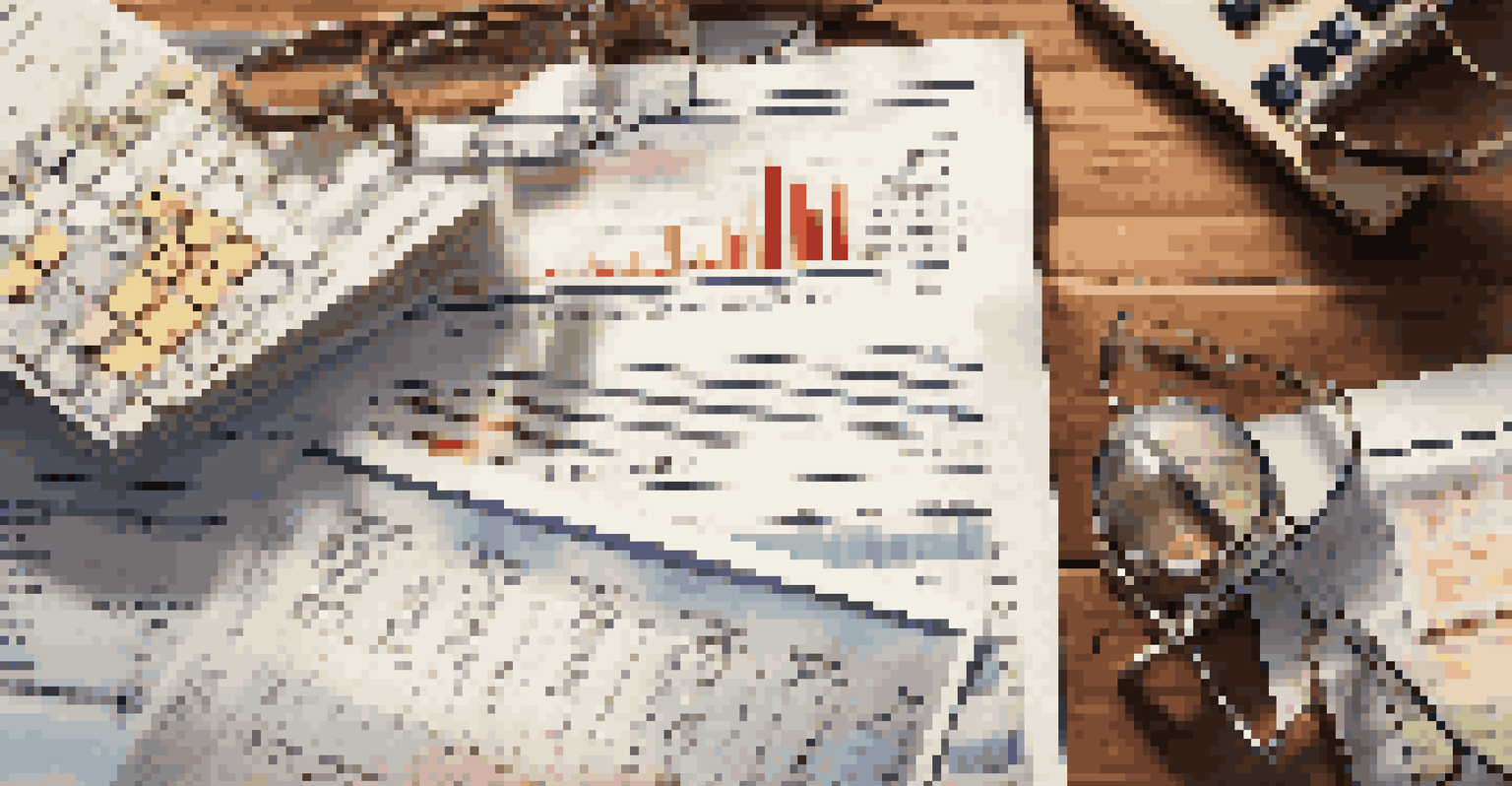 A detailed view of a diversified bond portfolio document with graphs, charts, and bond certificates on a wooden table.