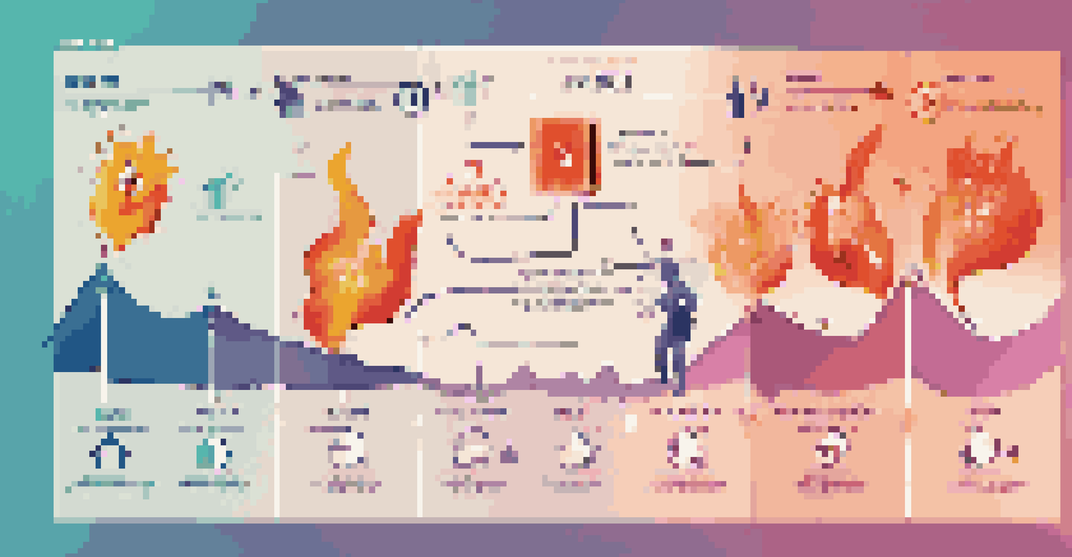 An infographic illustration showing the concept of burn rate in startups with icons for cash flow, expenses, and revenue, on a colorful background.