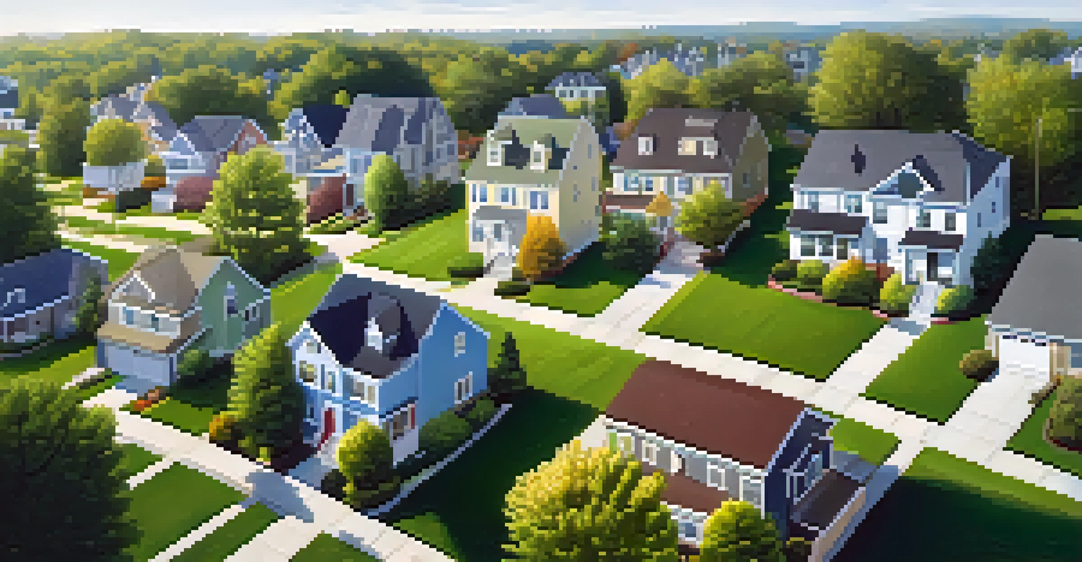 A peaceful suburban neighborhood with a variety of homes.