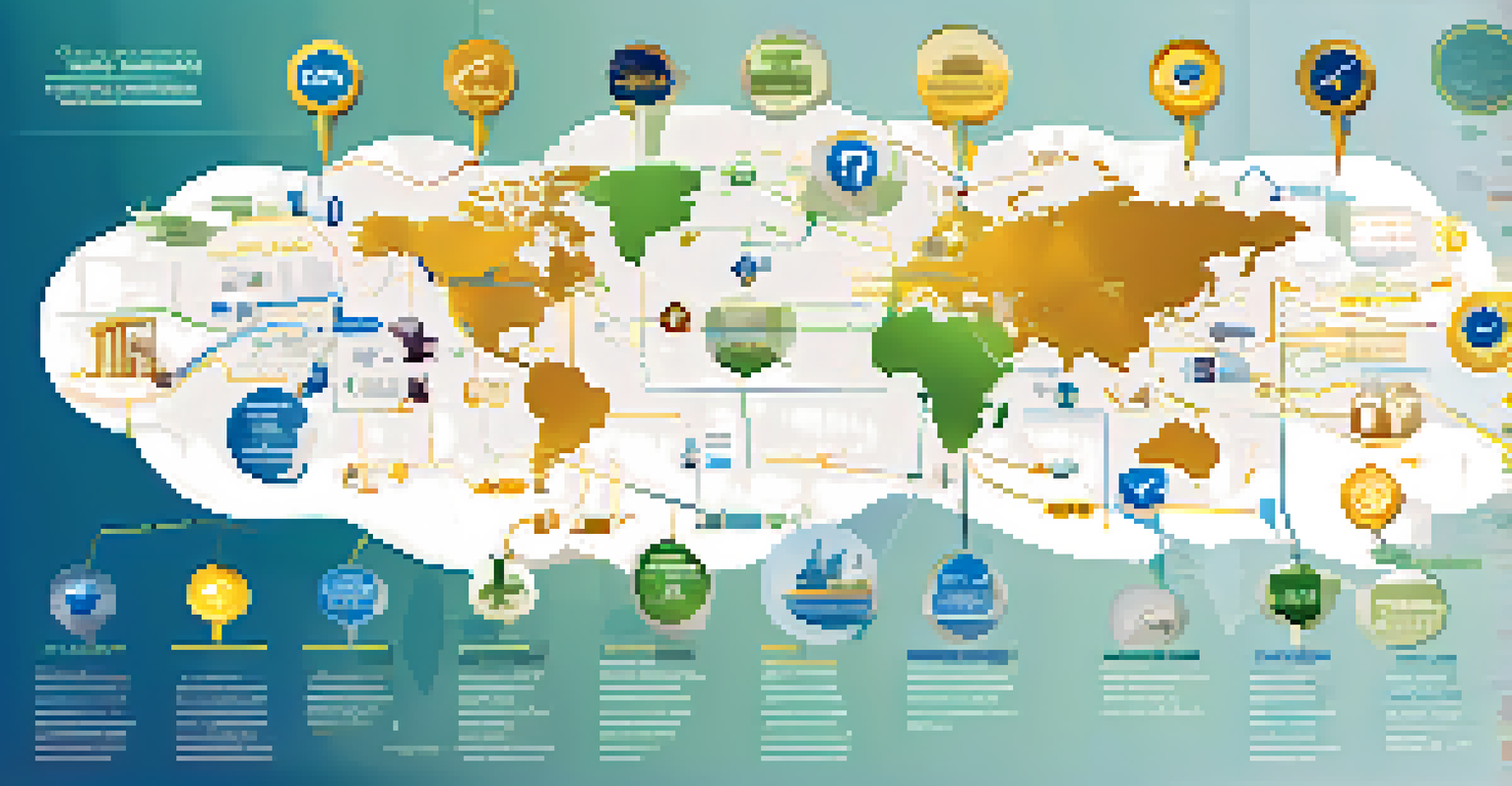 An infographic showing the connection between politics and economics with various icons and arrows.
