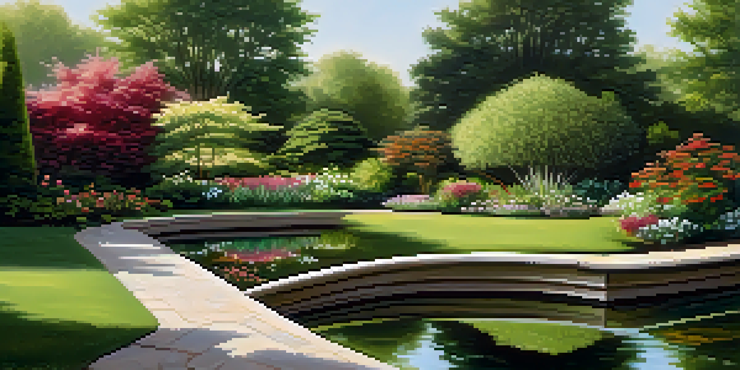 A serene garden scene with balanced plants and flowers, symbolizing harmony and care.