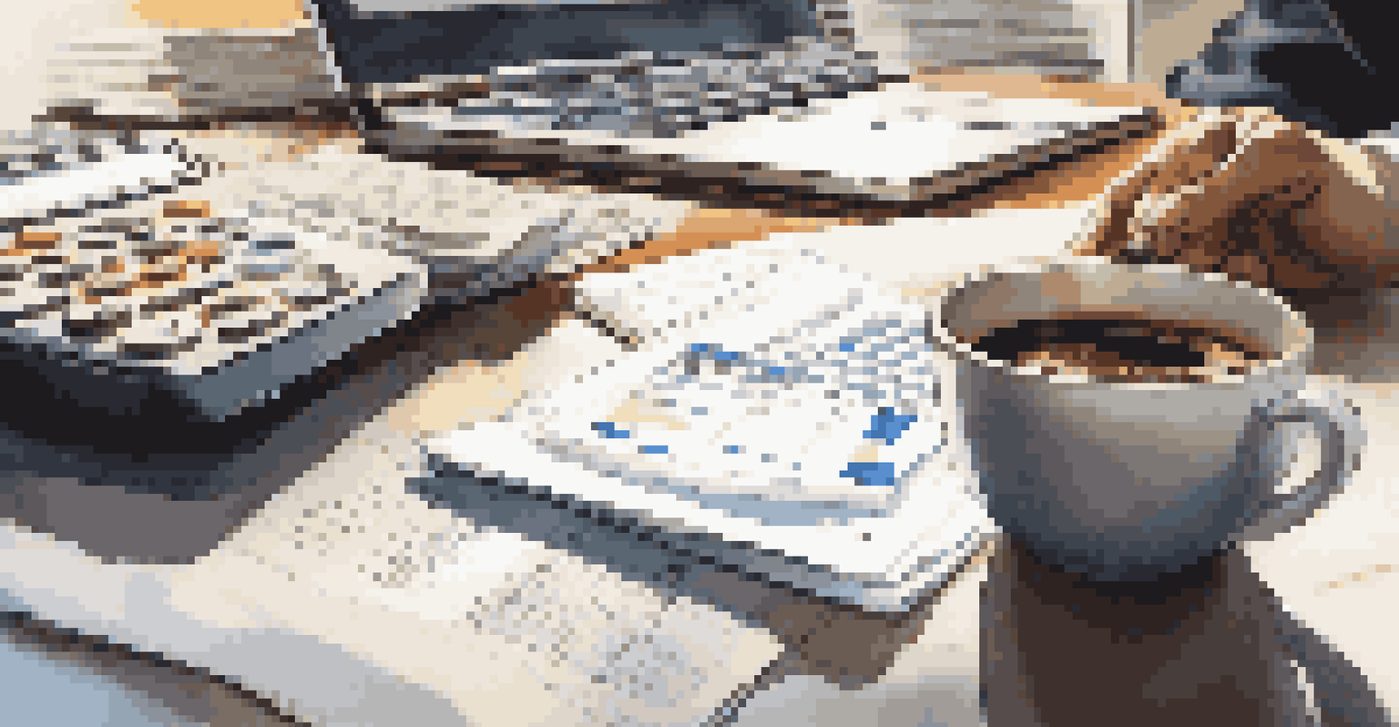A person analyzing financial statements with a calculator, notepad, and coffee, in a warmly lit setting.