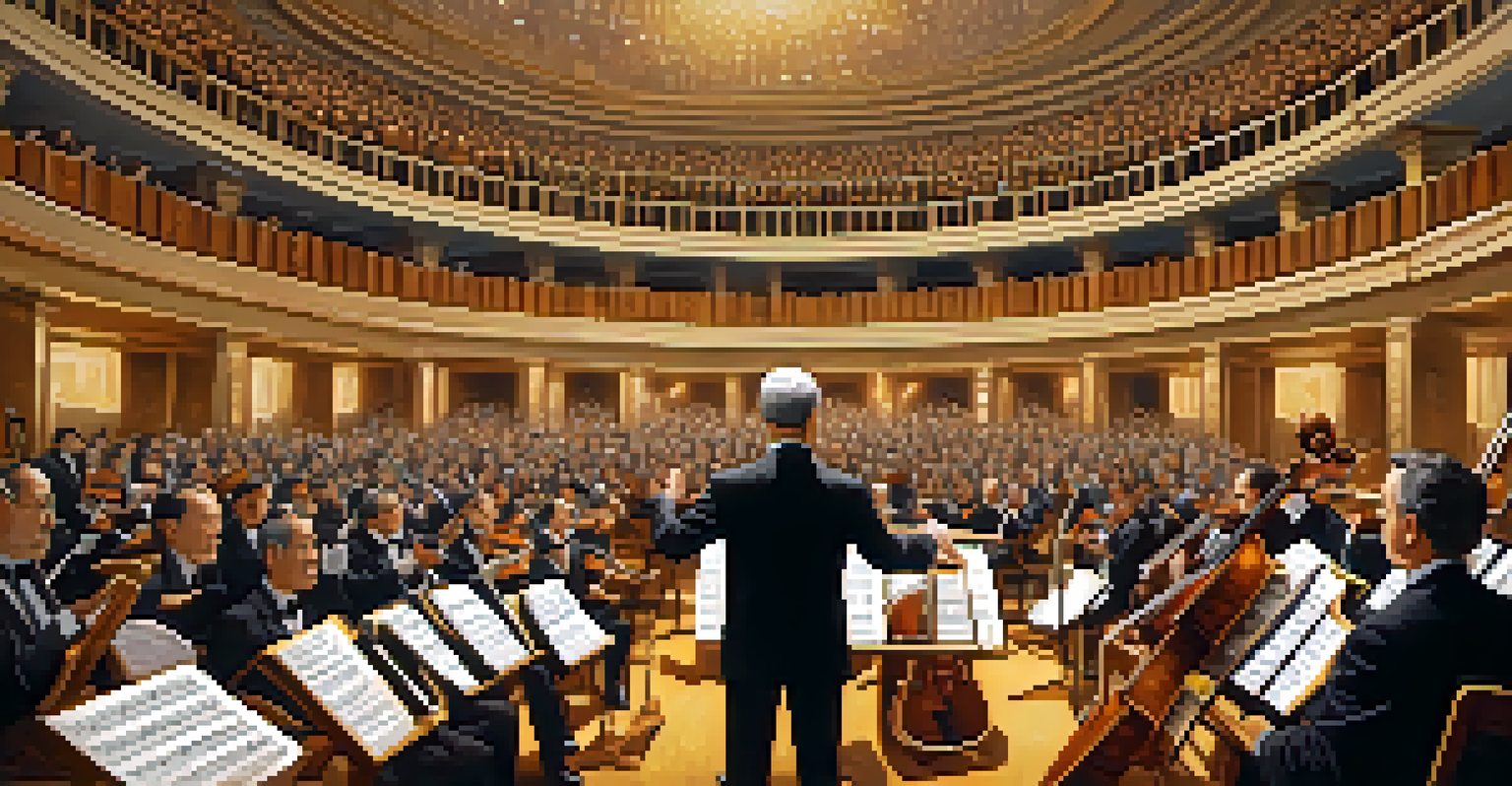 An artistic image of a conductor representing a central bank leading an orchestra of economic instruments.