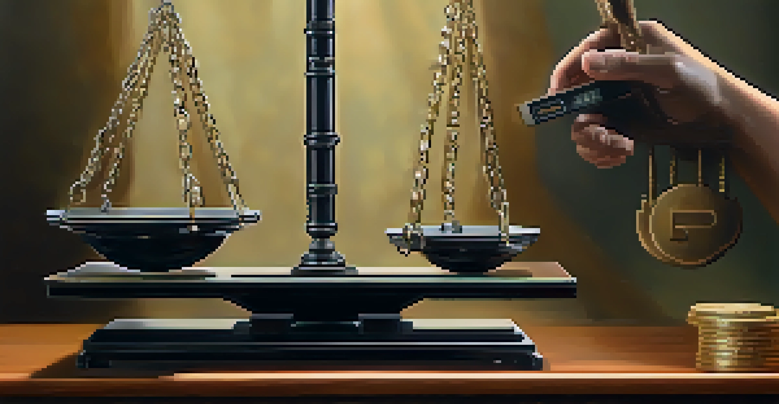 A close-up of a hand adjusting balance scales with stocks on one side and bonds on the other, symbolizing asset allocation.