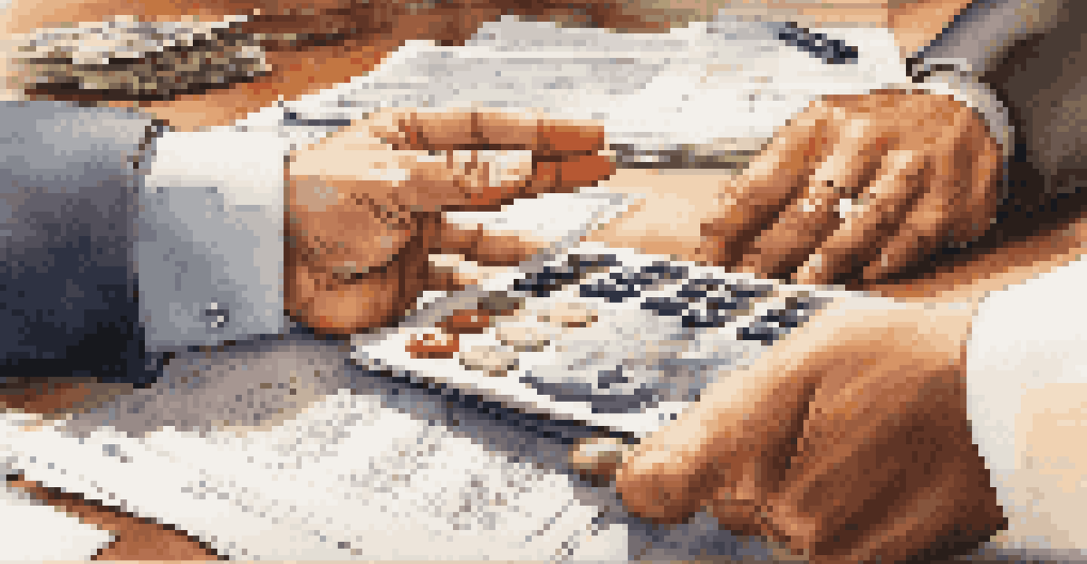 A close-up of two hands shaking over financial reports, symbolizing trust in financial relationships.