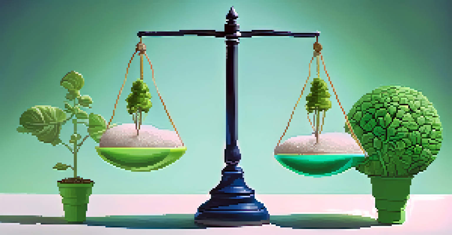 A balanced scale comparing crowdfunding and traditional investments, with a startup symbol on one side and a stable building on the other, set against a gradient background.