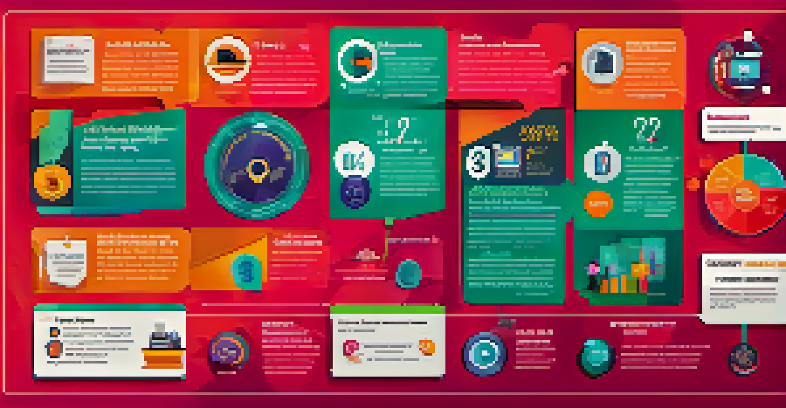 An infographic showcasing the benefits of gamification in FinTech, featuring vibrant colors and engaging illustrations.