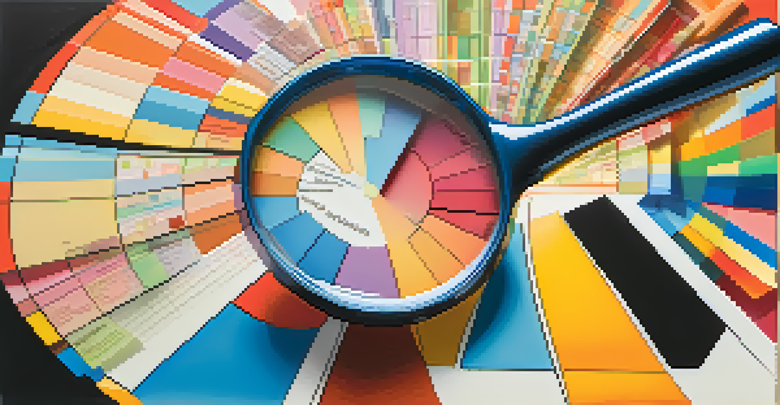 An abstract image of market research with a magnifying glass over a pie chart, featuring various investment sectors and data visualizations.