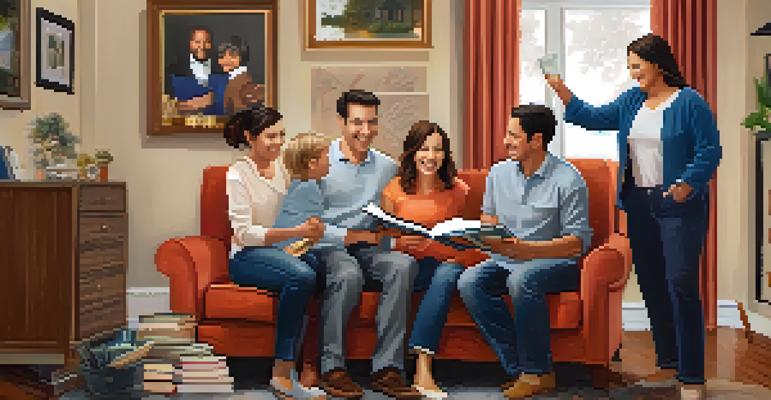 A happy family celebrating their child's graduation in a cozy living room filled with memories.