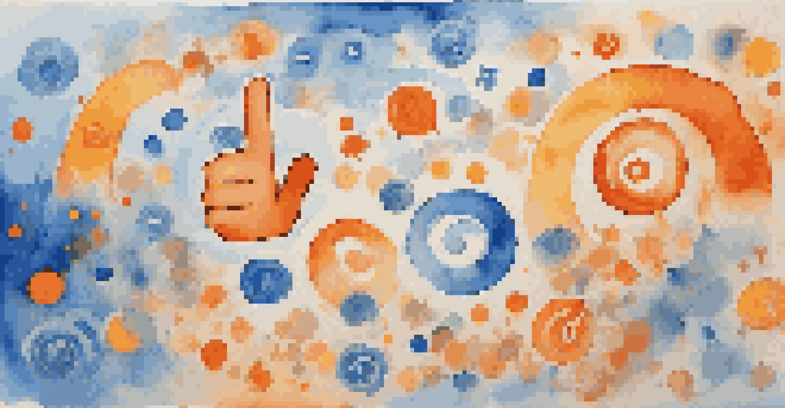An abstract image depicting market sentiment with swirling colors and icons representing various emotions like optimism and pessimism.