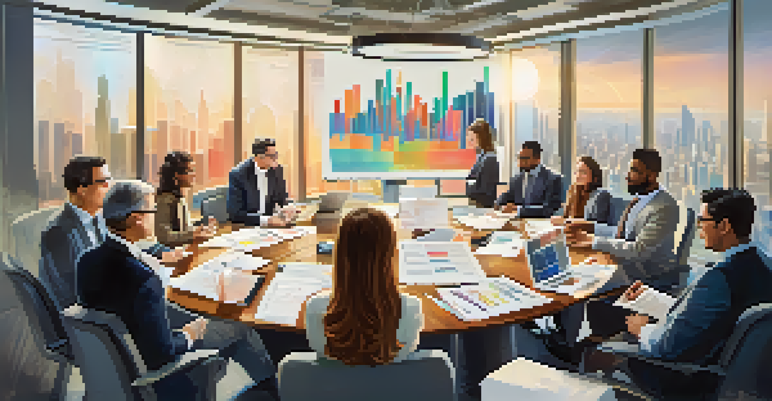 Diverse professionals discussing hedge fund strategies around a conference table with documents.