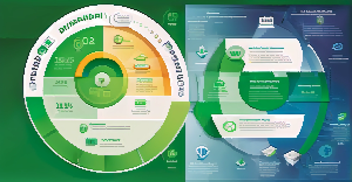 An infographic showing a pie chart representing dividend payout ratios, with a green and blue gradient background and financial icons.