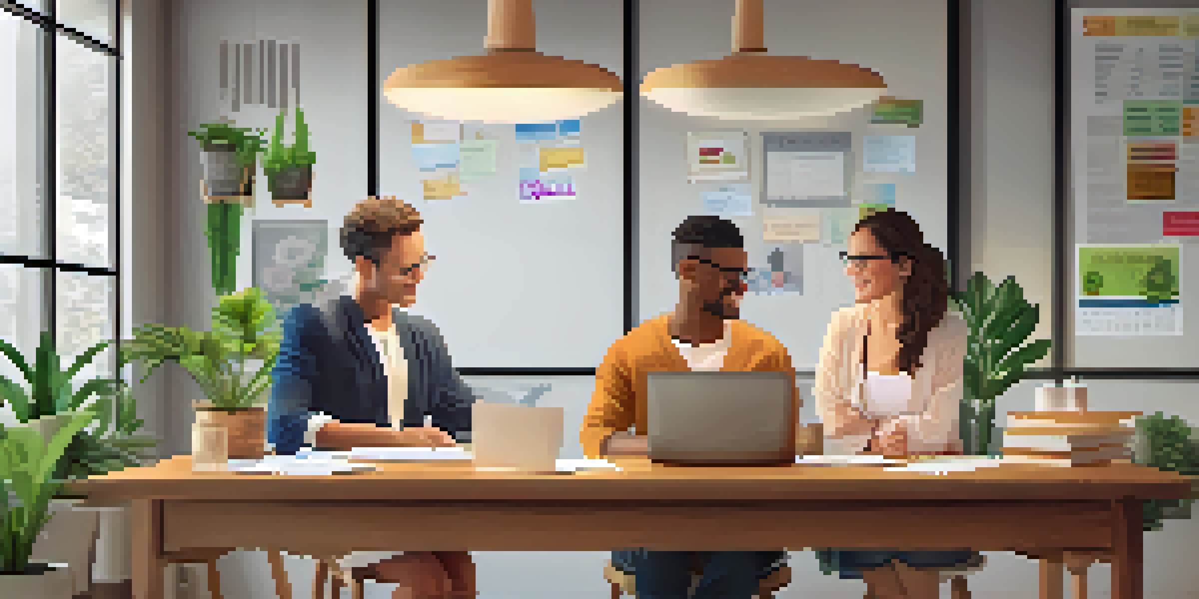 A financial coach and client engaged in a productive session in a cozy office, with charts and a laptop present.