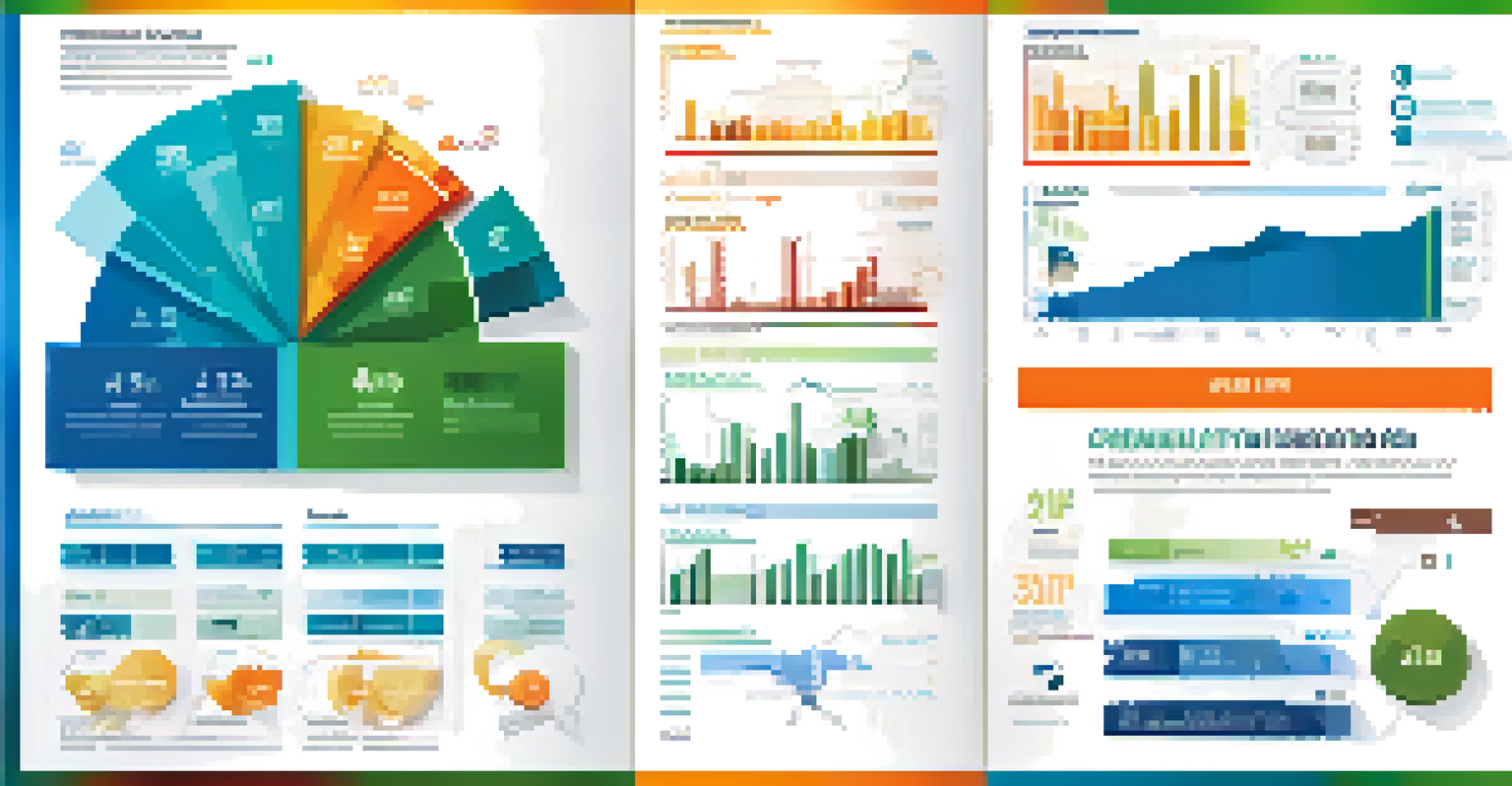 An infographic illustration showcasing key financial ratios with icons and graphs on a white background, using vibrant colors.