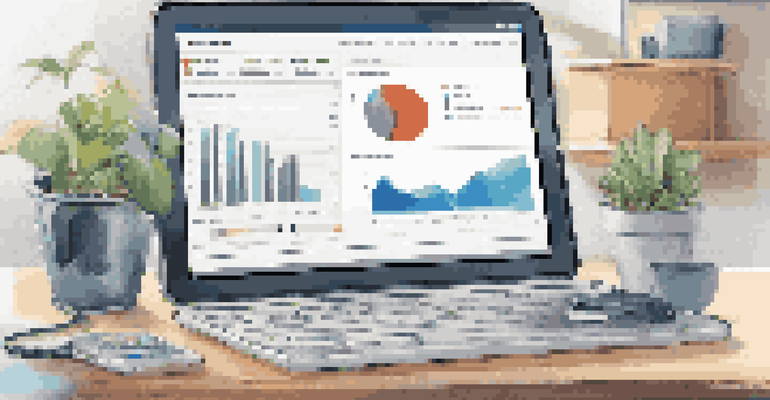 A digital workspace with a laptop, smartphone, and tablet showing financial education tools.