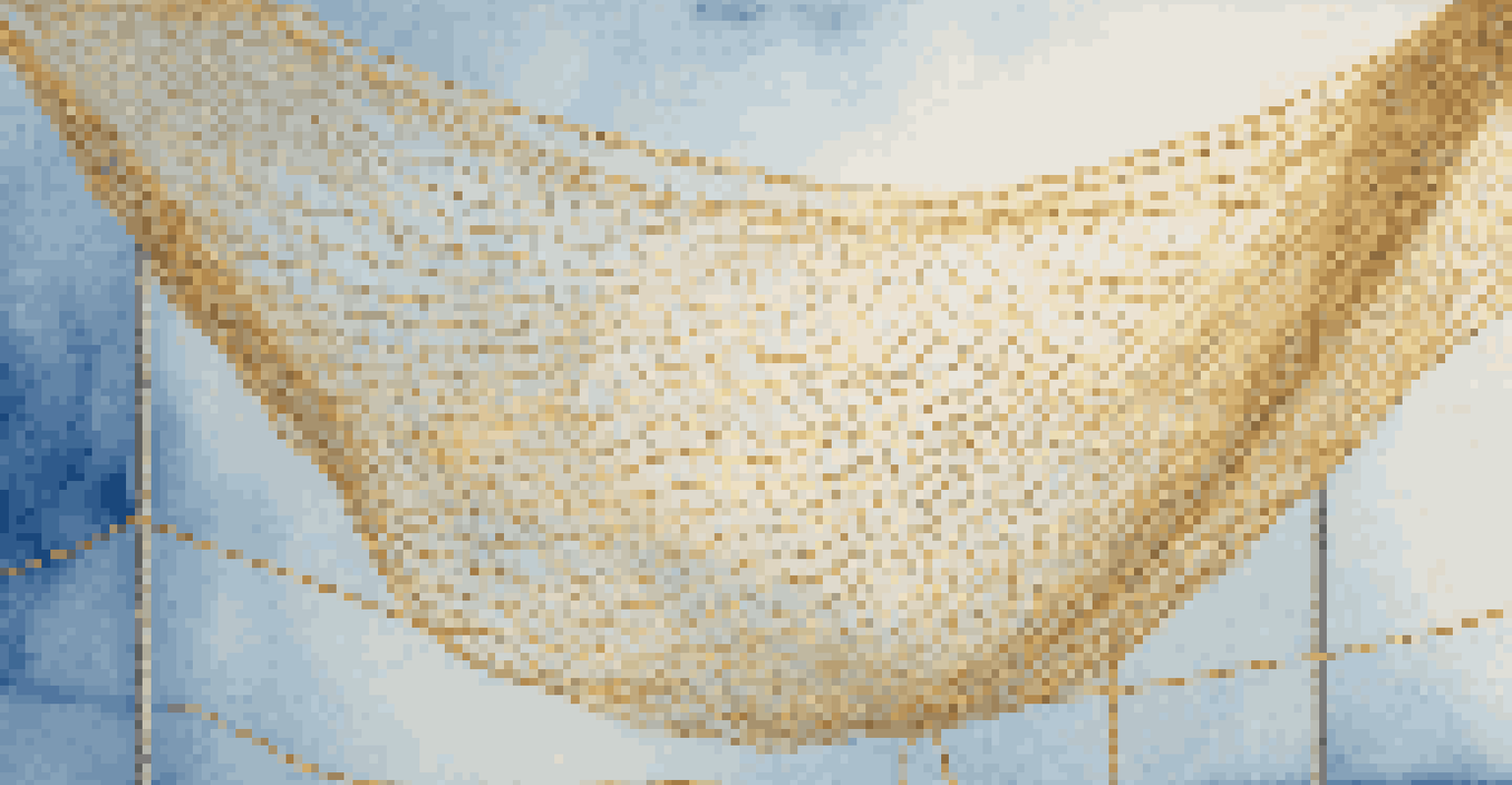 A golden safety net floating in the air, symbolizing protection and security.