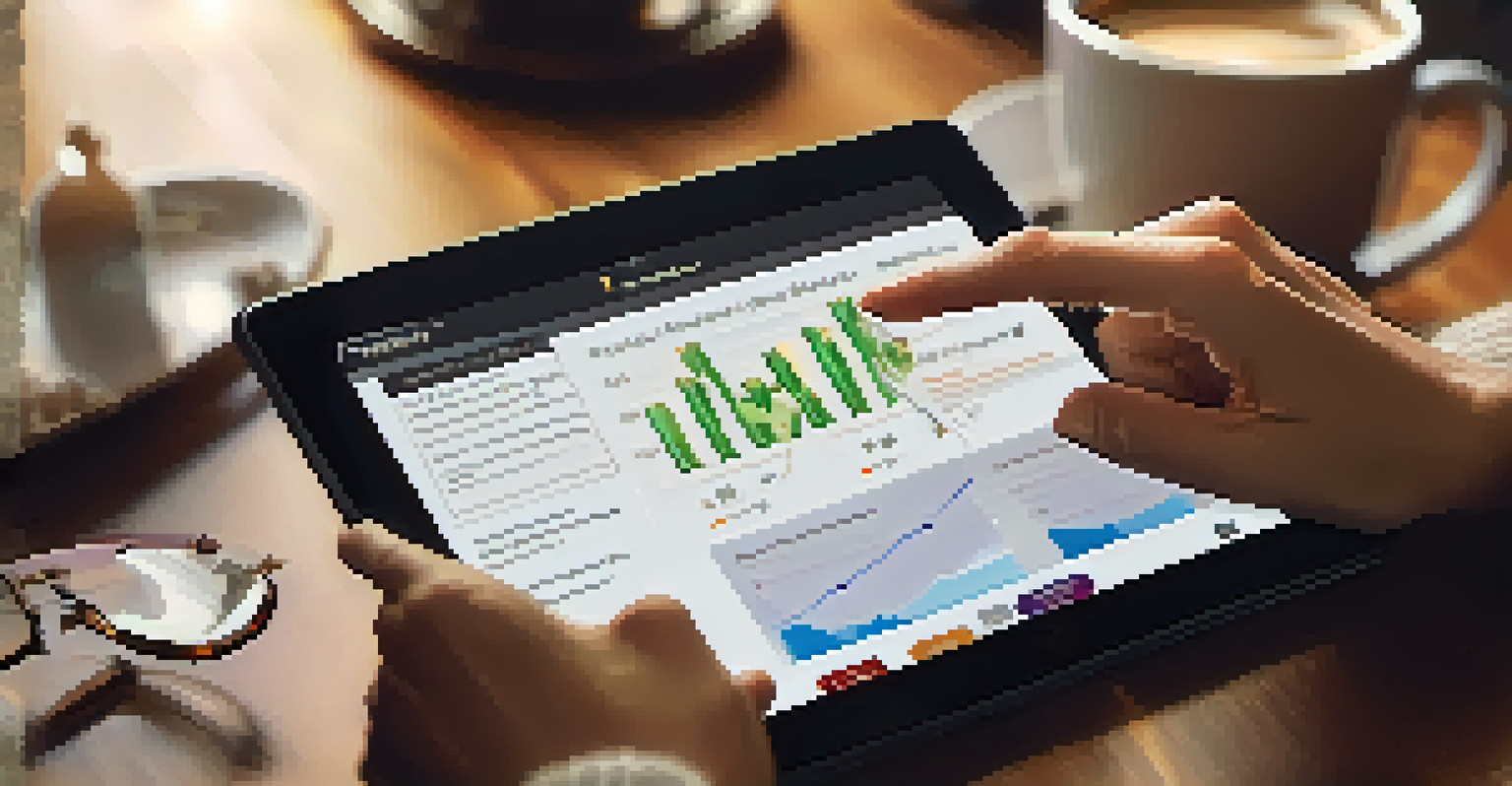 A close-up of a person using a tablet to review equity crowdfunding opportunities, with a warm and cozy setting.