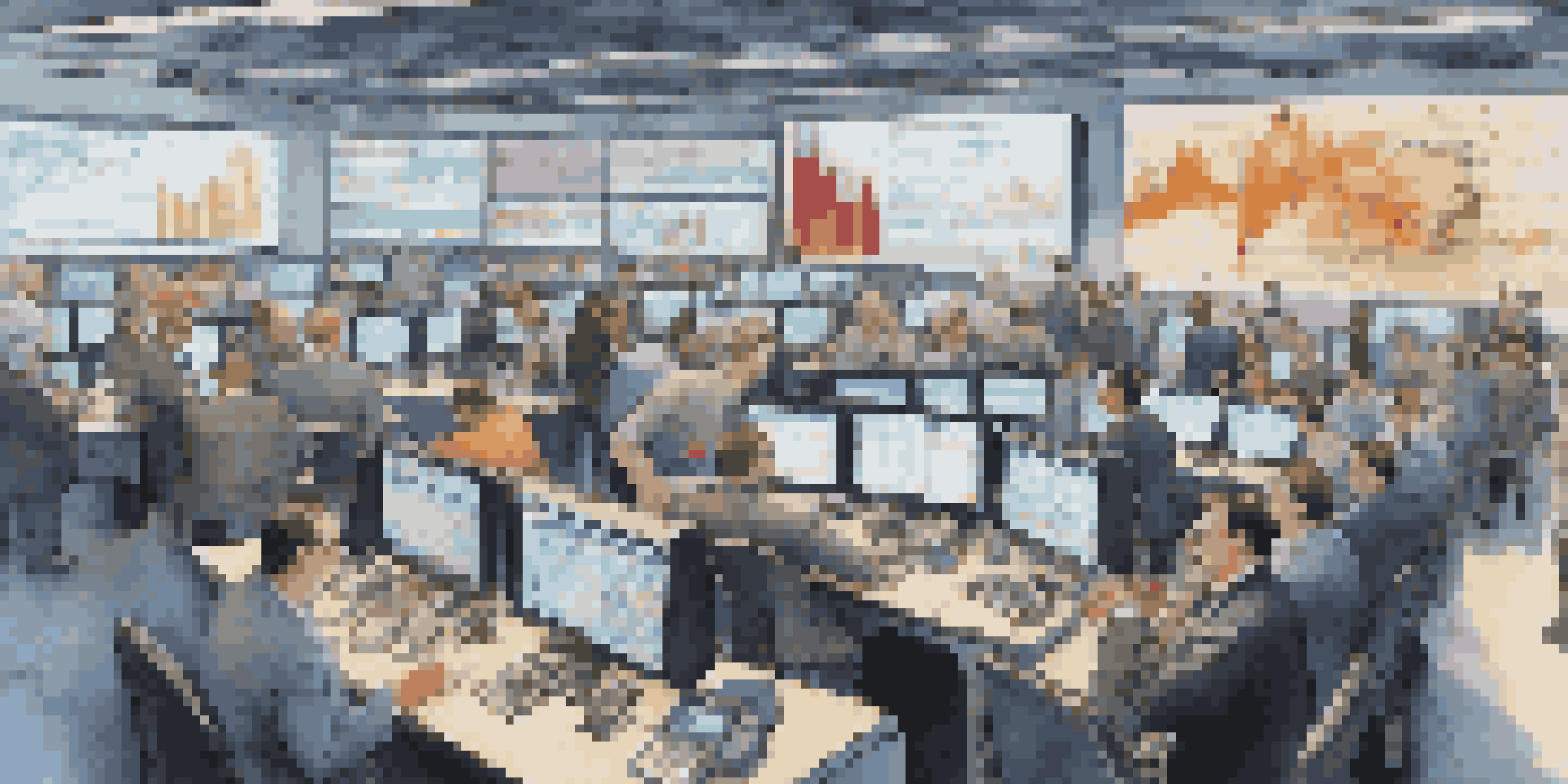 A busy financial trading floor with traders analyzing stock prices and derivatives on screens, creating an energetic atmosphere.