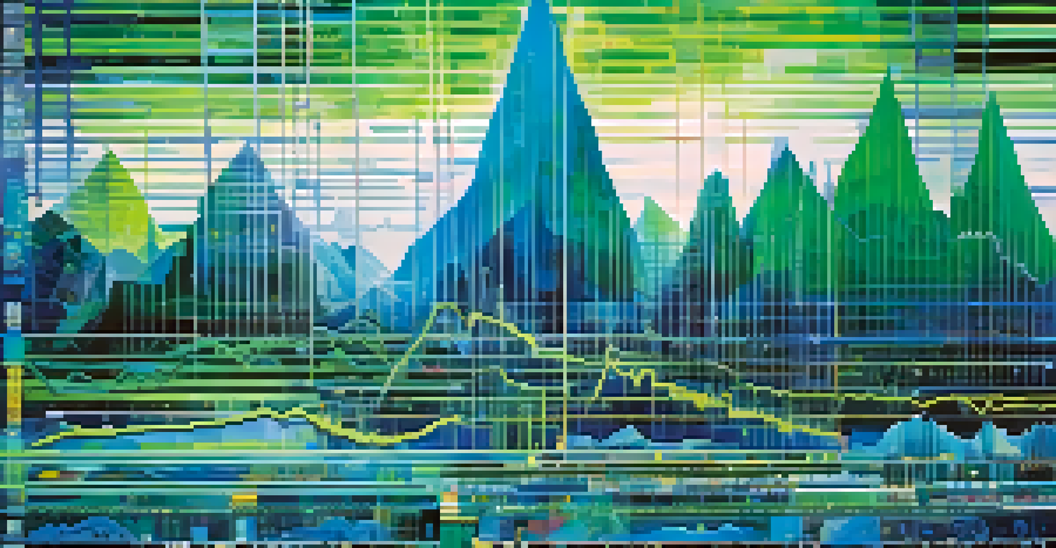An abstract digital illustration of high-frequency trading with moving stock charts, showcasing technology and speed.