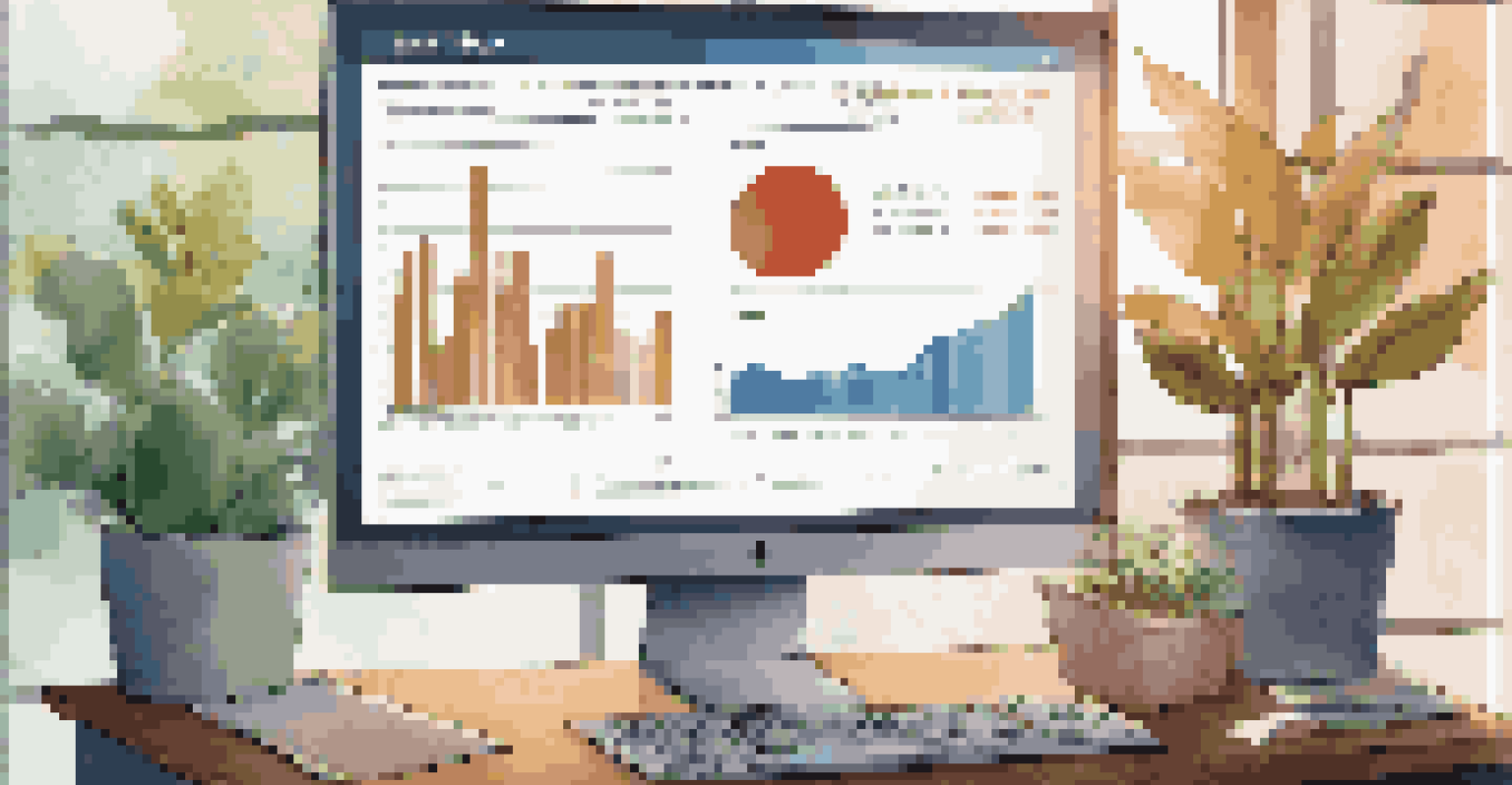 A close-up of a computer screen with a colorful mutual fund holdings report, set in a bright office environment.