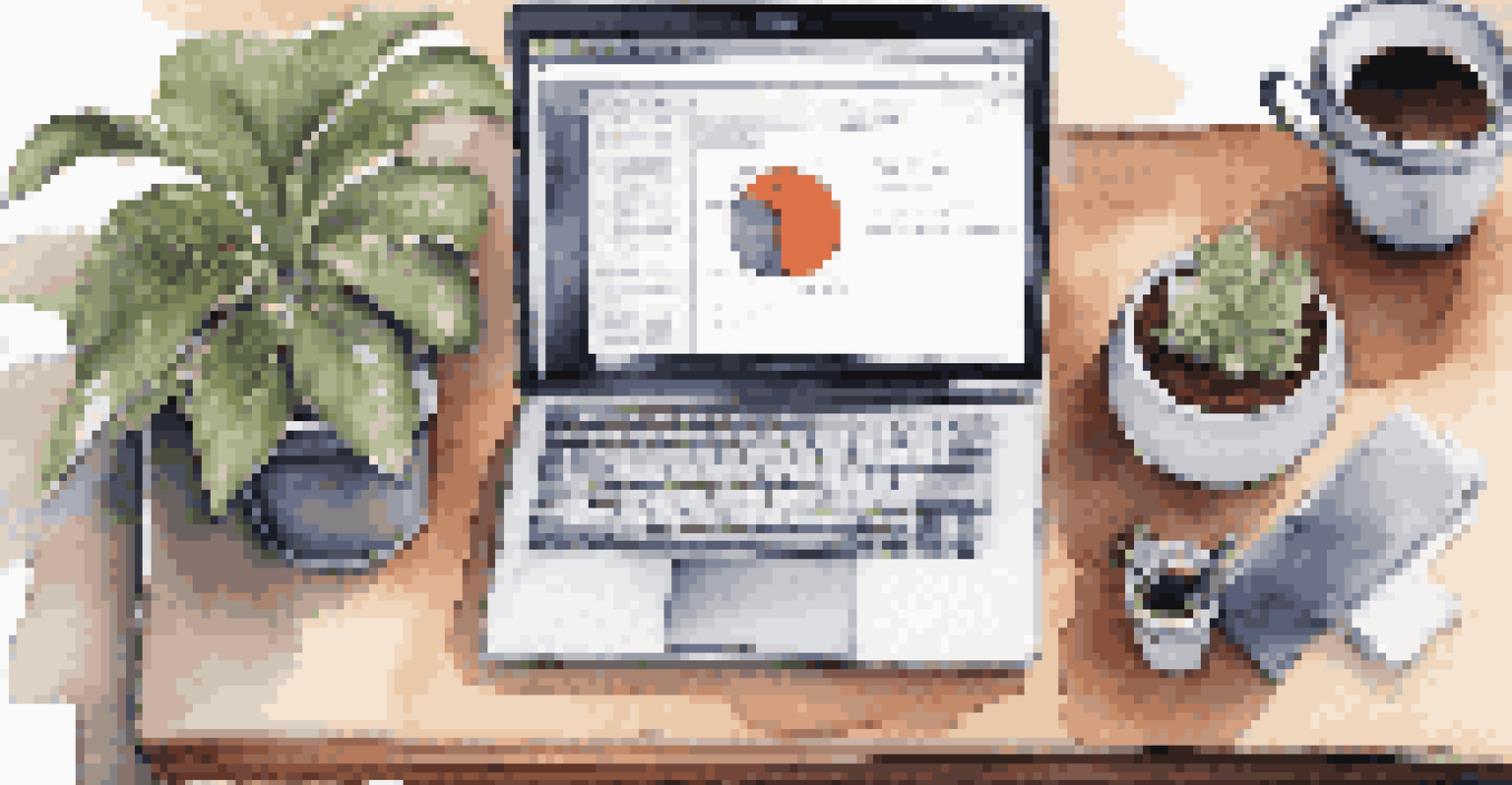A modern workspace with a laptop showing stock trading, a notepad with strategies, and a coffee cup, illuminated by natural light.