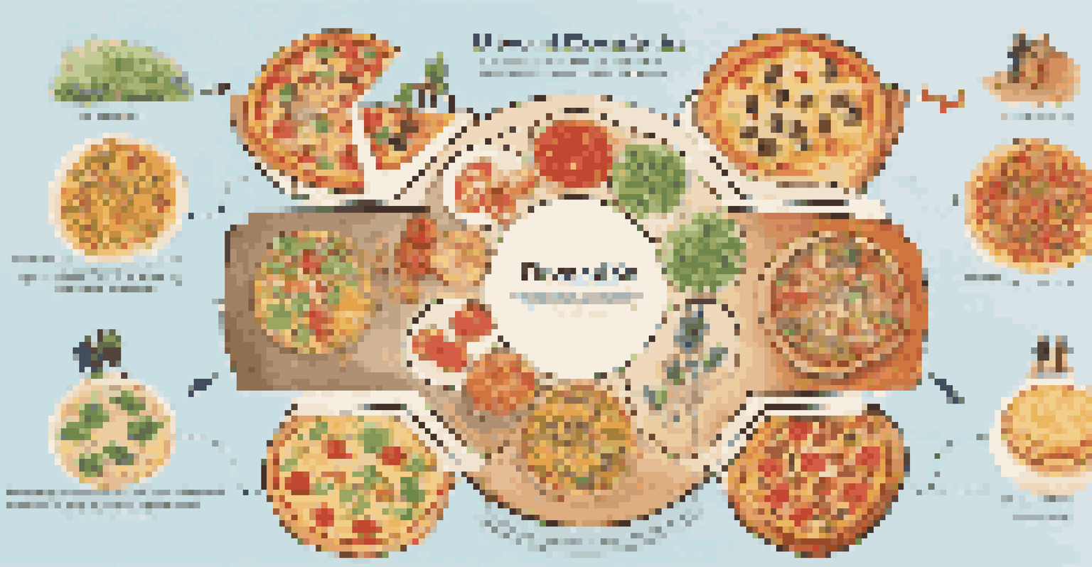 An infographic illustrating the concept of diversification in investing, shown as a cartoon pizza with various toppings labeled as different investment sectors.