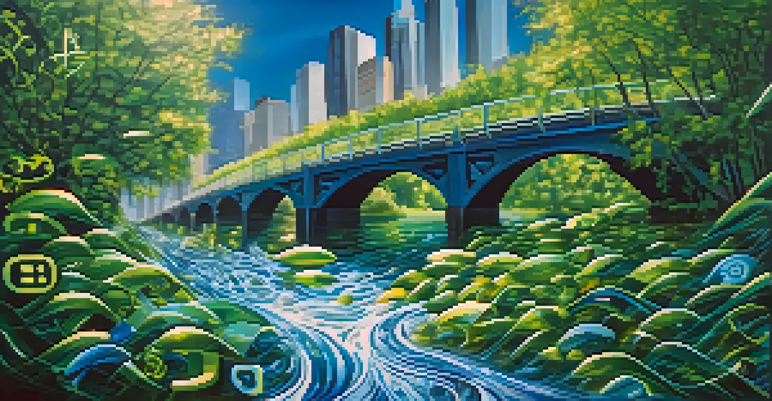 An abstract image of a river flowing with stock market symbols, representing liquidity.
