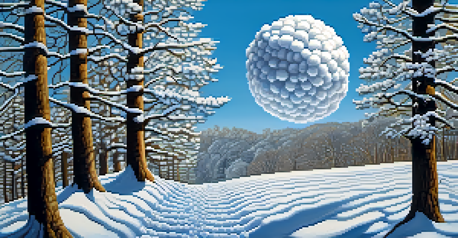 A snowball rolling down a hill, gaining size and speed, covered with dollar signs to represent investment growth over time.