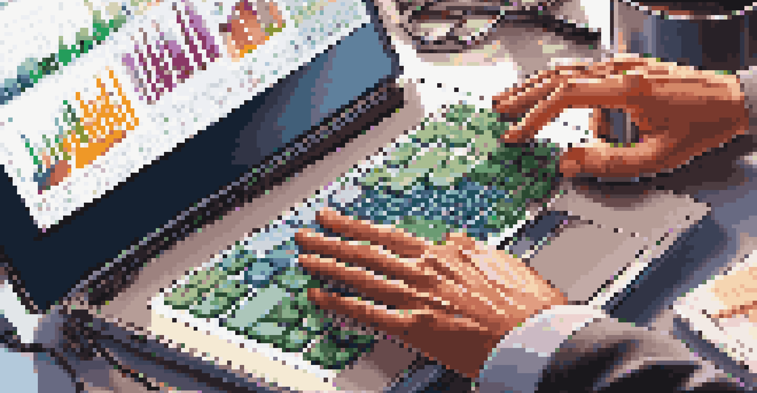 Close-up of a financial analyst's hands typing on a laptop with financial data on the screen, surrounded by office supplies.