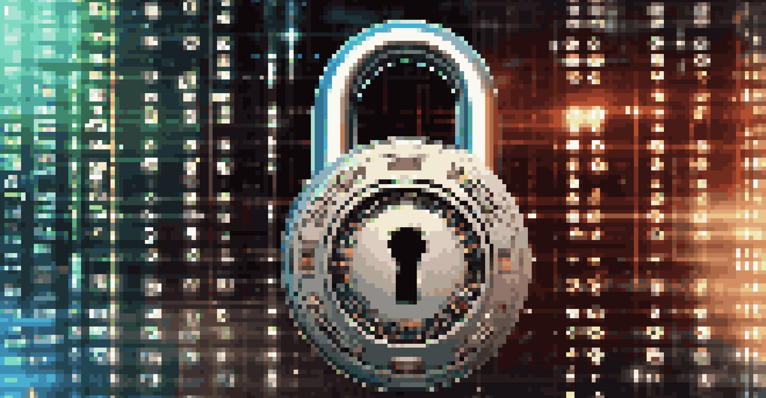 A close-up of a shiny digital padlock with binary code in the background, symbolizing data privacy in fintech.