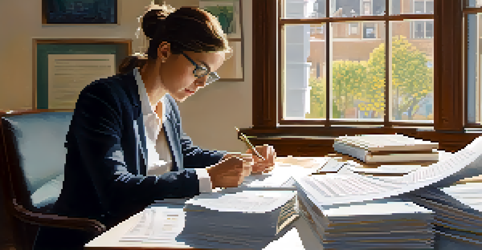 A person at a desk looking worried, reviewing investment documents and a laptop with a suspicious email, surrounded by research materials.