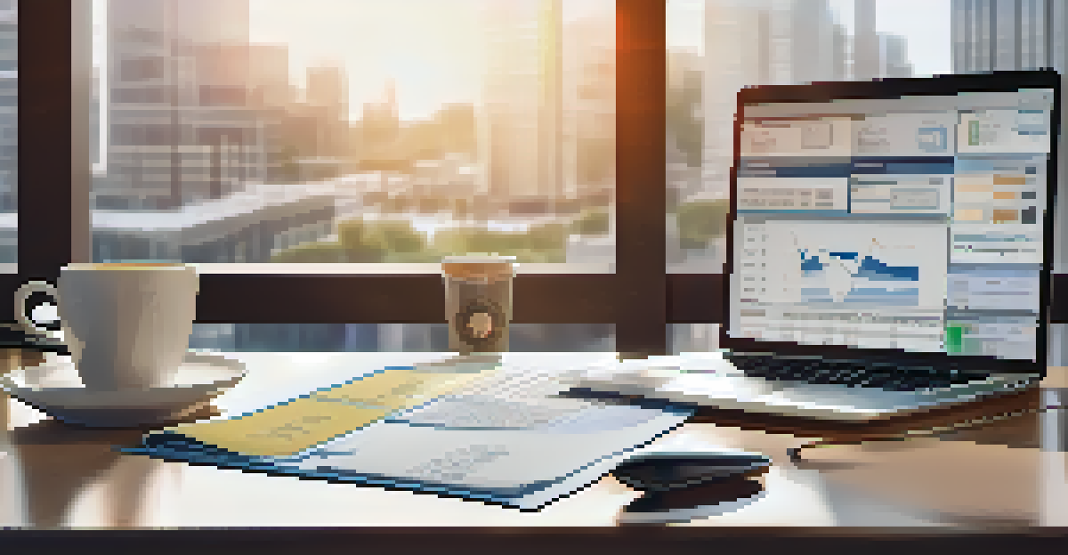 A financial planner's desk with a laptop and financial documents, depicting retirement planning.