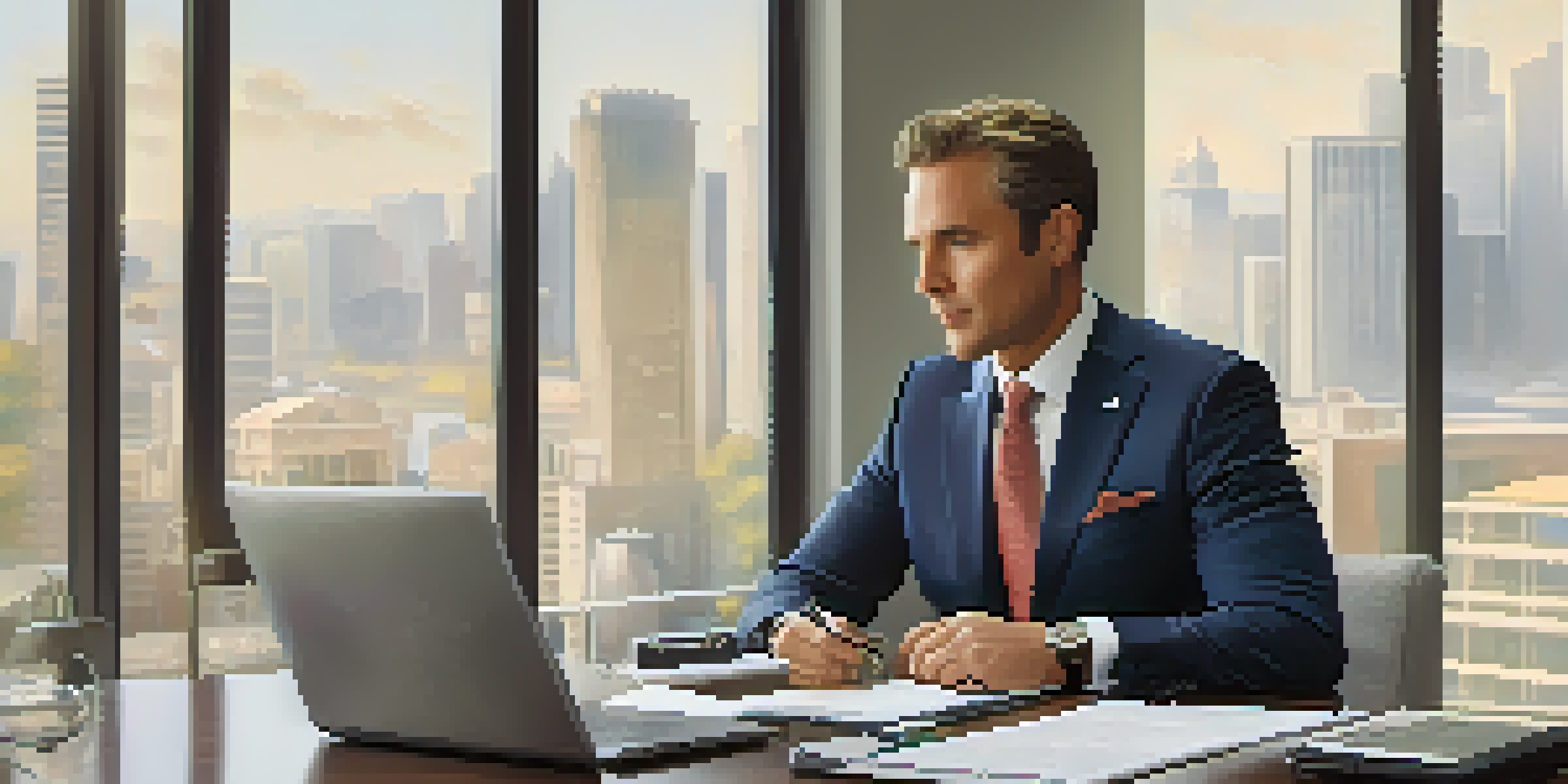 A financial advisor at a modern desk interacting with diverse clients in a well-lit office, depicting professionalism and trust.