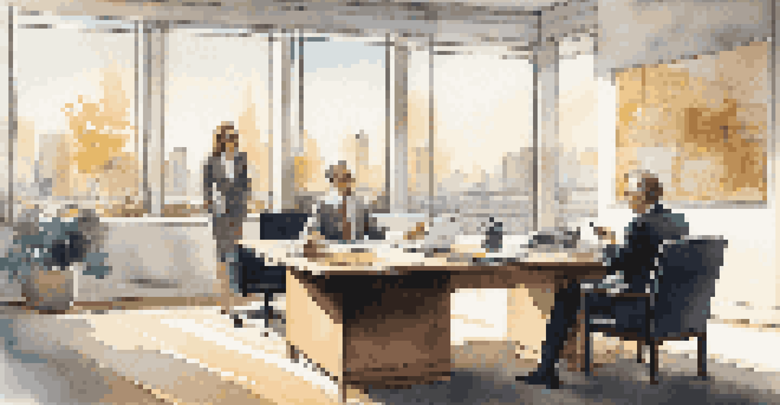 A financial advisor and a client discussing investment strategies in a well-lit modern office with financial charts on the wall.