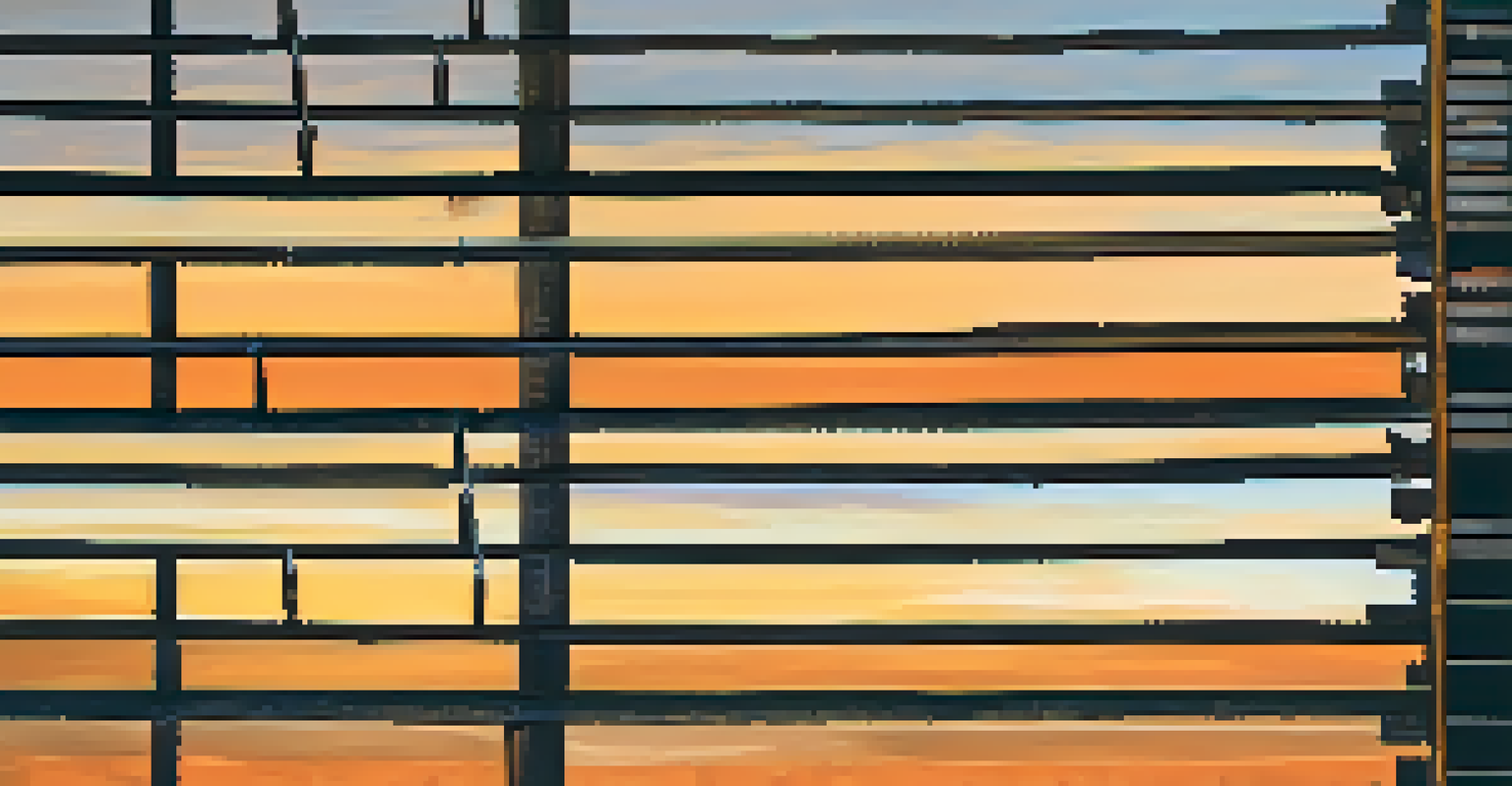 A close-up view of a wooden bond ladder with rungs labeled with maturity dates and interest rates, set against a blurred financial skyline at sunset.