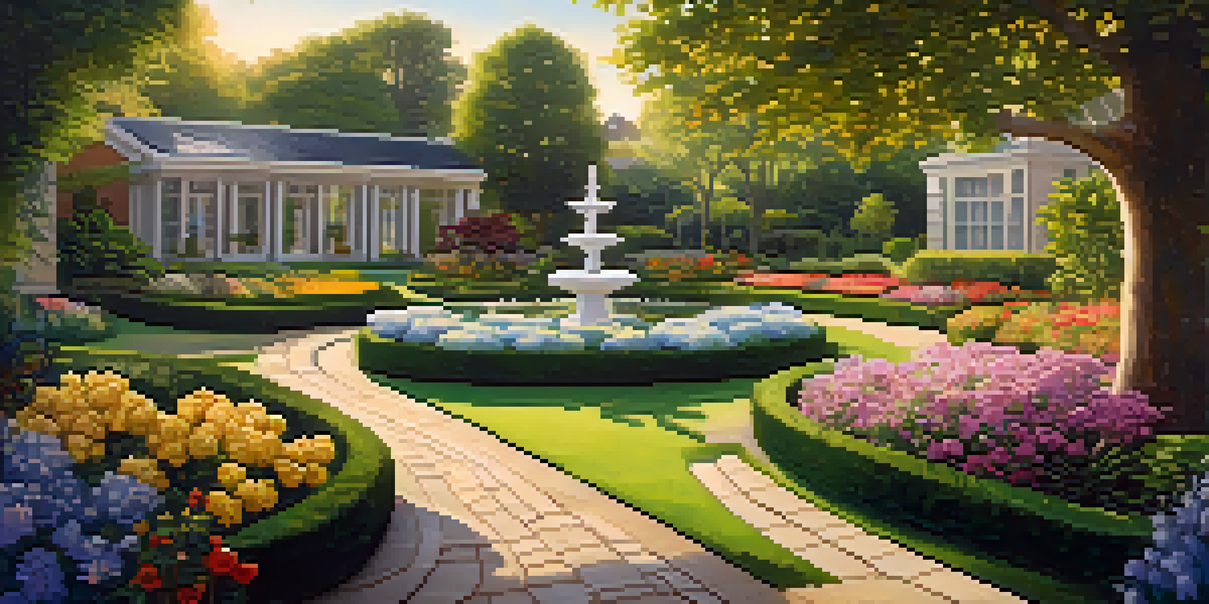 A colorful garden representing a diversified investment portfolio, with various plants symbolizing different asset classes, illuminated by golden sunlight.