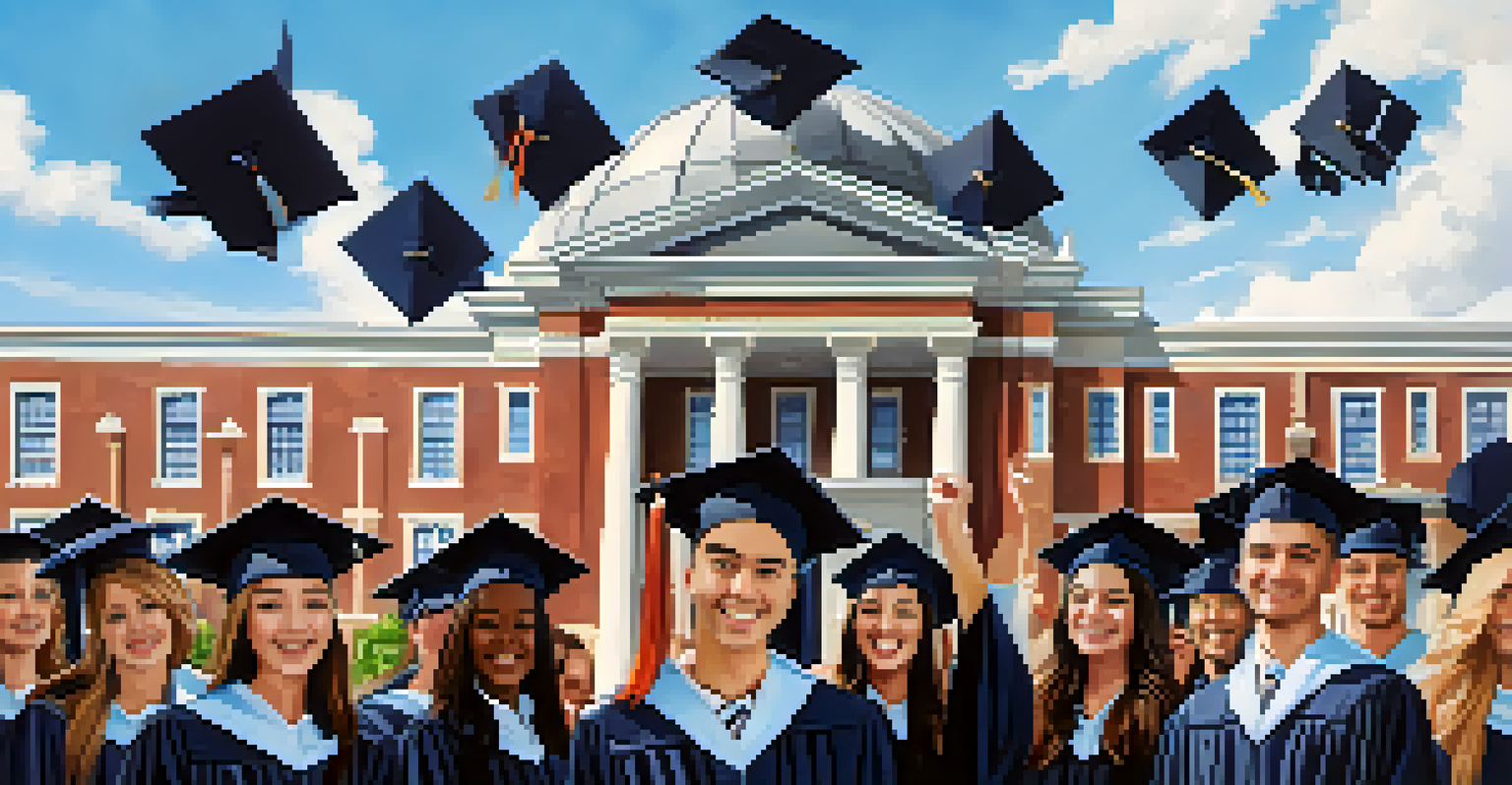 A proud graduate holding a diploma in front of a university building.