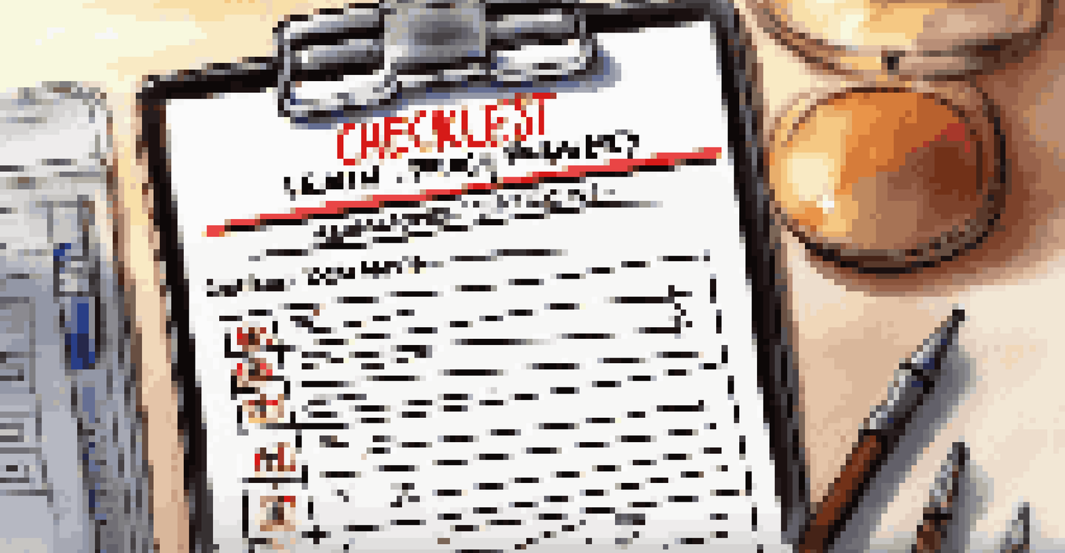 A close-up of a compliance checklist on a clipboard with a pen, set against a blurred office background.