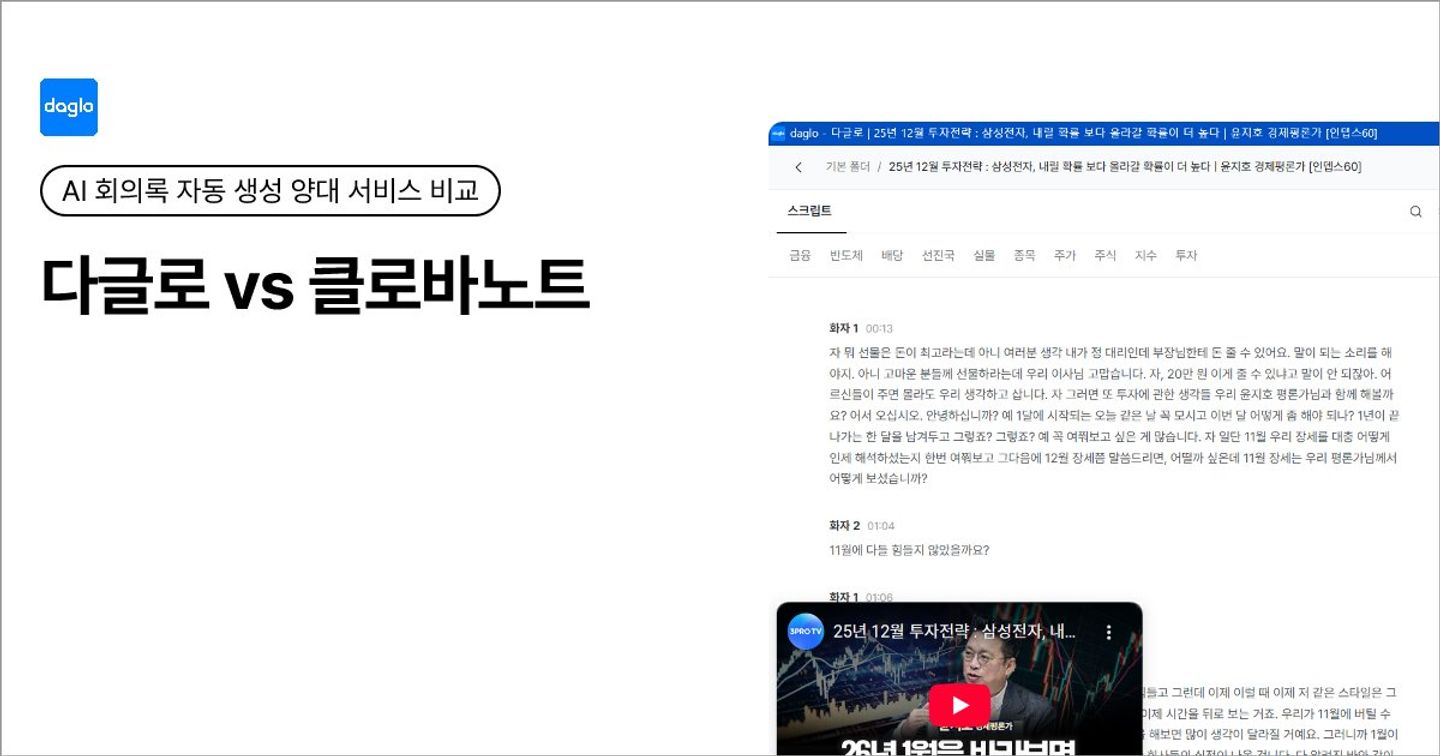 AI 회의록 자동 생성 양대 서비스 비교: 다글로 vs 클로바노트