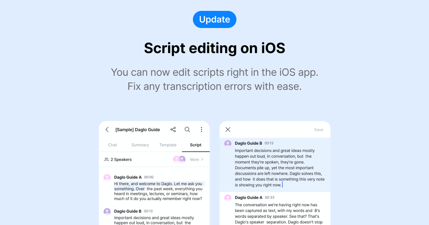 Script editing on iOS